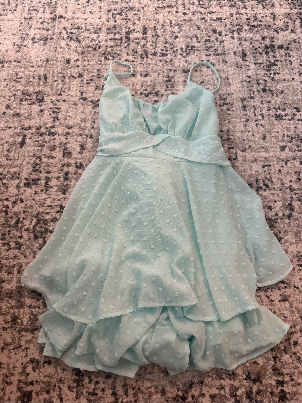 Altar'd State Mint Green Swiss Dot Ruffle Mini romper